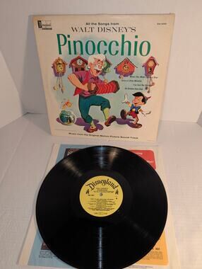 Vintage Walt Disney Pinocchio LP Record Album